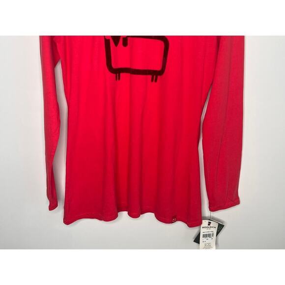 NWT Woolrich Women's The Wooly Scoop Logo Long Sleeve Tee Red Size M - Picture 3 of 8